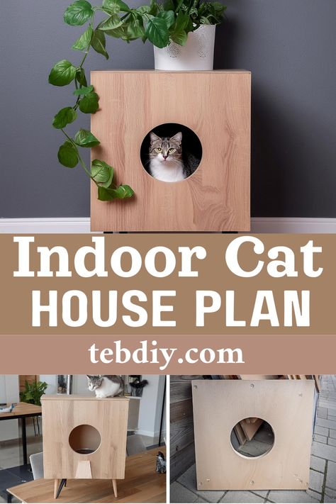 How To DIY Indoor Cat House Plan Diy Cat House Indoor, Diy Cat House, Cat House Indoor, Indoor Cat House, Cat House Plans, Cat Cube, Create A Cozy Home, Cat Houses Indoor, Cat House Diy