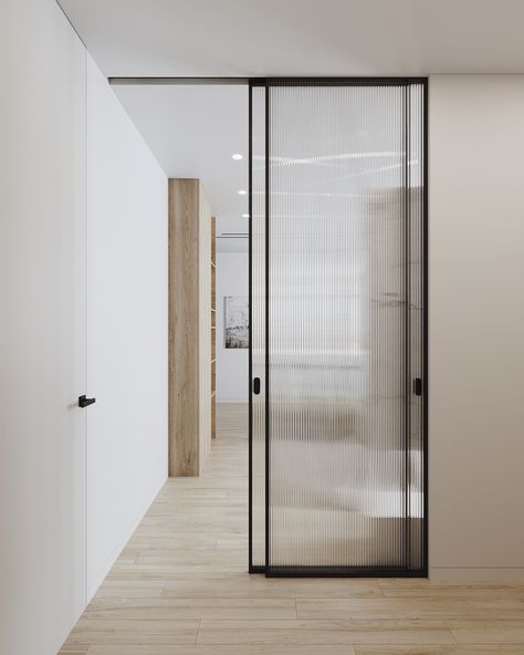 NAUM071 on Behance Office Glass Door Design, French Sliding Door, Kitchen Glass Door, Fluted Glass Door, Glass Bathroom Door, Modern Partition Walls, Interior Sliding Door, Glass Sliding Door, Wabi Sabi Interior