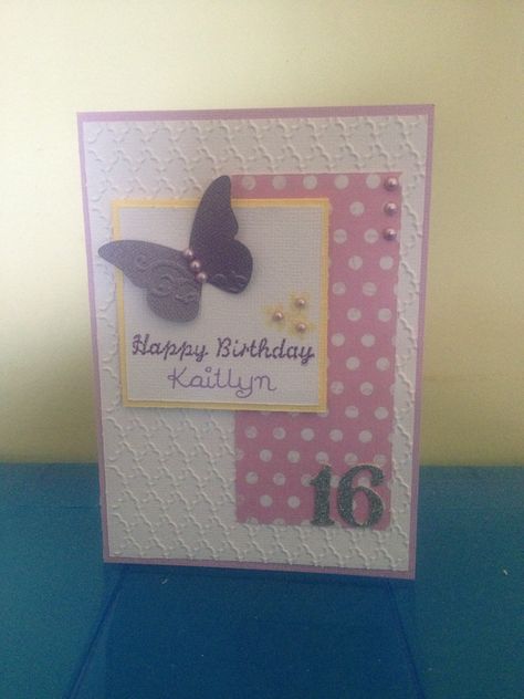 16 year old girl's birthday card Easy Birthday Cards Diy, Birthday Gift Card Holder, Gift Card Holder Diy, Graduation Cards Handmade, Happy Birthday Cards Diy, Birthday Card Online, 16th Birthday Card, Old Birthday Cards, Papercraft Ideas