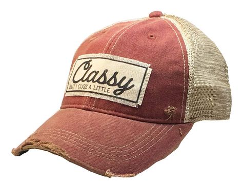 PRICES MAY VARY. CUTE HATS FOR WOMEN: Super fun womens baseball hats that make a statement and are the perfect way to show your personality. DISTRESSED TRUCKER HATS: These stylish dad hats all feature catchy, funny sayings that are sure to grab some attention. VINTAGE DESIGN: Unique distressed womens baseball cap made from high quality cotton/polyester blend with soft breathable mesh back and a pre-curved frayed bill that gives this womens ball cap a real distressed look. GET NOTICED: These wome Funny Trucker Hat, Green Baseball Cap, Dark Red Background, Women Trucker, Plaid Hats, Funny Hats, Hat Patches, Mesh Hat, Online Clothing Boutiques