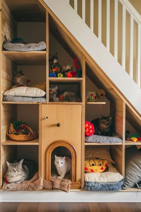 25 DIY Cat Shelves [Within Budget] – craftydiyers.com Diy Cat Shelves, Cat Room Decor, Cat Area, Niche Chat, Cat Patio, Cat Hotel, Cat House Diy, Cat Run, High Places