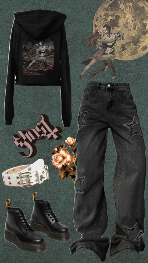 Dance Macabre🌙🦇🩵 #dancemacabre#ghost#ghostband#outfitinspo Ghost Band Outfit, Dance Macabre, Band Nails, Band Outfits, Grunge Boy, Ghost Band, Band Ghost, Hair Clothes, Birthday Outfit