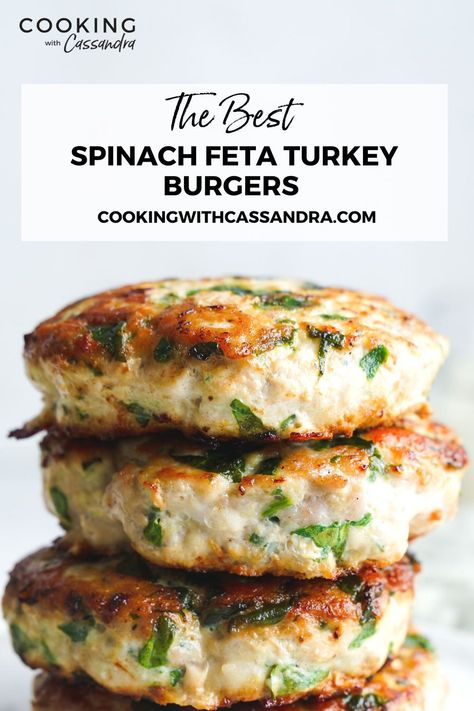 Spinach And Feta Burgers, Ground Turkey Spinach Feta Burgers, Stuffed Turkey Burger Recipes, Turkey Burger Wrap, Ground Turkey And Spinach Casserole, Turkey Burgers With Feta And Spinach, Lunch With Spinach, Turkey Spinach Feta Burgers, Gourmet Turkey Burgers