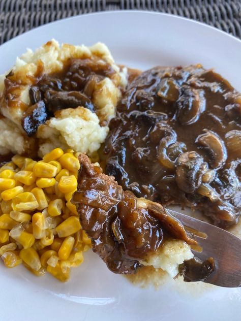 Housewife Recipes, Steak With Mushroom Gravy, The Tipsy Housewife, Tipsy Housewife, Baked Steak, Reality Bites, Round Steak, Steak And Mushrooms, Cube Steak