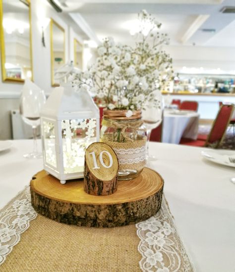 "Embrace the beauty of nature with our 100% handmade wooden table numbers. These exquisite pieces are crafted from fallen natural wood, each one a unique testament to the rustic charm of the countryside. They are a perfect addition to any wedding theme, especially those with a countryside or rustic ambiance, infusing your special day with a subtle touch of the outdoors. Please note this listing is for the TABLE NUMBERS ONLY and you will not receive any of the display décor in the photos. Ordering Details: This listing is for ONE table number. To match the number of tables at your event, simply adjust the quantity during checkout. Please don't forget to let us know how many tables you have by leaving a message in the box provided. If left blank we will default to numbering them from 1 up. D Wooden Theme Wedding, Sustainable Wedding Table Decor, Wedding Table Number Ideas Rustic, Table Numbers Wedding Wood, Simple Wedding Tables, Wood Wedding Centerpieces, Wedding Centre Piece Ideas, Woodland Table Decor, Rustic Centerpiece Wedding