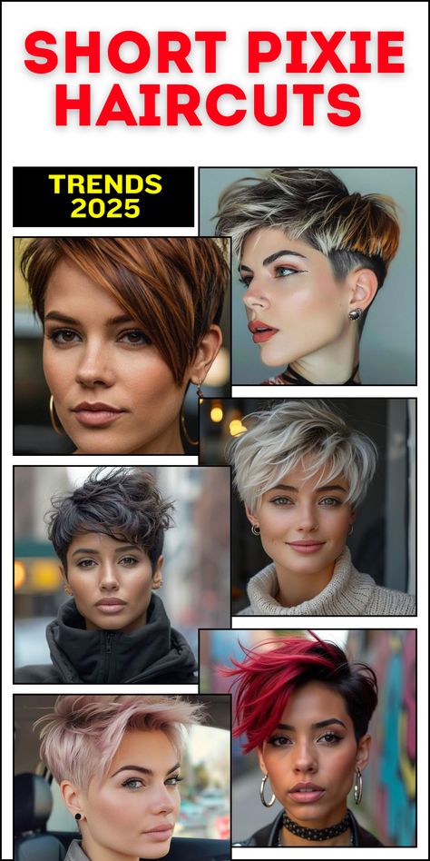 Unleash your style with 22 short pixie haircuts for 2025, crafted for fine hair, thick textures, and curly locks. These versatile cuts complement round and chubby faces while offering trendy options like bangs, super-classy finishes, and fun, edgy vibes. These pixie cuts are ideal for black women, older women, and those over 50 looking for a fresh and timeless transformation. Modified Pixie Haircut, Pixi Cute Short Hair Wavy, Trendy Pixie Haircut 2024, Short Pixie Round Face, Boy Cut For Women, Cool Pixie Haircut, Trendy Pixie Haircut, Short Layered Pixie, Straight Or Curly Hair