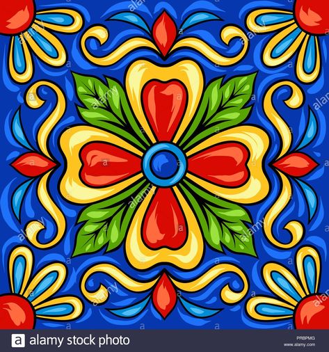 Descargar este vector: Patrón de baldosas de cerámica de talavera mexicana. - PRBPMG de la biblioteca de Alamy de millones de fotografías, ilustraciones y vectores de alta resolución. Talavera Art, Mexican Art Painting, Mexican Pattern, Mexican Talavera Tile, Talavera Pottery, Mexican Tile, Soyut Sanat Tabloları, Talavera Tiles, Mexican Talavera