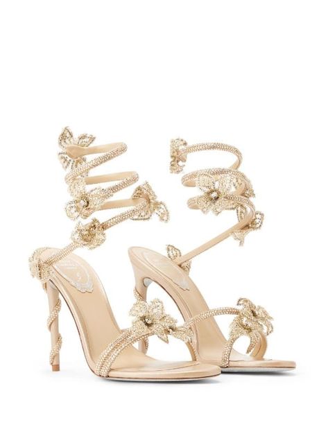 René Caovilla Margot Satin Sandals - Farfetch Pretty Heels, Satin Sandals, Pretty Sandals, Dr Shoes, Lace Heels, Rene Caovilla, Fancy Shoes, Iconic Bags, Demi Fine Jewelry