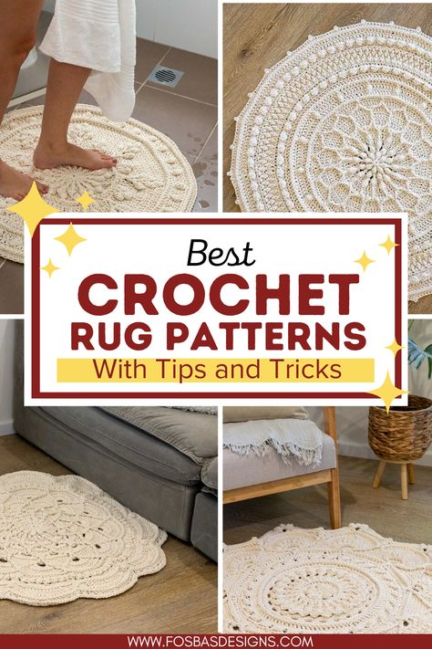 Beginner's guide to crochet rugs Crochet Rug Patterns Free Round, Small Bathroom Rugs, Easy Crochet Rug, Round Crochet Rug, Crocheted Rugs, Crochet Rug Pattern, Crochet Rug Patterns Free, Rugs Pattern, Crochet Rugs