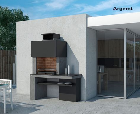 barbacoas obra moderna Monaco, diseño actual en forma cubica, estilo urbanita, obra para poder hacer fuego con leña y carbon vegetal, funcional y comoda Barbacoa Jardin, Barbeque Design, Brick And Concrete, Modern Outdoor Fireplace, Bbq Hut, Brick Bbq, Outdoor Bbq Area, Barbecue Design, Backyard Chicken Coop Plans