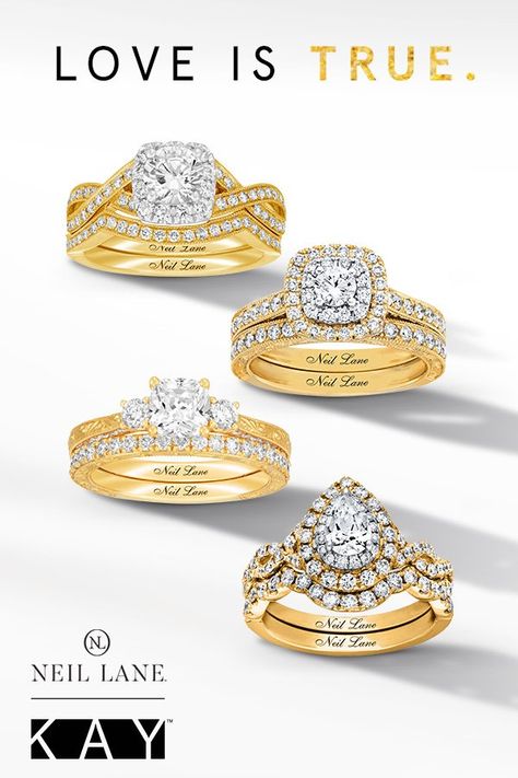 We’re loving the gold wedding dress trend! A yellow gold diamond engagement ring and band from Neil Lane pairs perfectly with this stunning style. Golden Wedding Dress, Engagement Ring And Band, Wedding Yellow, Yellow Gold Diamond Engagement Ring, Dress Engagement, Neil Lane, Gold Wedding Dress, Couples Ring Set, Diamond Dress