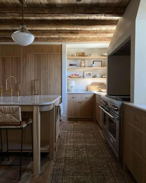 Concrete Floors Wood Cabinets, Distressed Cabinets, Architecture School, Rustic Tile, Toluca Lake, Amber Lewis, Farmhouse Kitchen Design, Amber Interiors, Reclaimed Timber