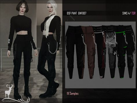 Sims 4 — DSF PANT GNF007 by @DanSimsFantasy — Wide trousers with side pockets, is attached to the calves. #featuredartist Sims 4 Cc Maxis Match Techwear, The Sims 4 Cc Stocking, Sims 4 Mods Clothes Grunge, Sims 4 Alpha Cc Pants, Techwear Sims 4 Cc, Sims 4 Techwear, Sims 4 Pants Male, Pants Cc Sims 4, Sims 4 Cc Trousers