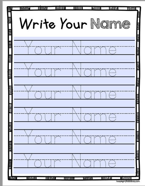 Learn to Write Your Name - FREEBIE — Keeping My Kiddo Busy Penmanship Worksheets, Name Worksheets, Writing Practice Preschool, Name Writing Activities, Free Handwriting Worksheets, Writing Names, Kindergarten Names, Handwriting Worksheets For Kids, Name Writing Practice