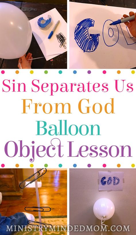 Teaching children about sin can be difficult. Sin Object Lesson, Sin Separates Us From God, Lesson For Preschoolers, Object Lessons For Kids, Kids Bible Object Lessons, Uppfostra Barn, Sunday School Object Lessons, Kids Church Lessons, Sunday School Games