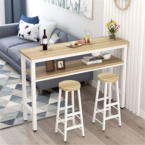 ChengBeautiful Mesa De Bar Mesa de Barra Simple Tabla de Estar de la Sala de Estar contra la Barra de la Pared Barra de Mesa de Mesa de Mesa (Color : Natural1, Size : 140x40x100cm) : Amazon.es: Hogar y cocina Space Saving Furniture Tiny Houses, High Stools Kitchen, Home Bar Counter, Home Bar Rooms, Kitchen Bar Table, Blue Living Room Decor, Furniture Sofa Set, Small Kitchen Decor, Table Haute