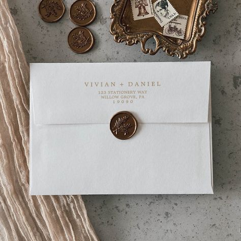 Minimalist Gold Typography Wedding Invitation Envelope Silver Typography, Ivory Wedding Invitations, Wedding Invitation Envelope, Typography Wedding, Gold Typography, Monogram Wedding Invitations, Modern Bridal Shower, Invitation Envelope, Gold Calligraphy