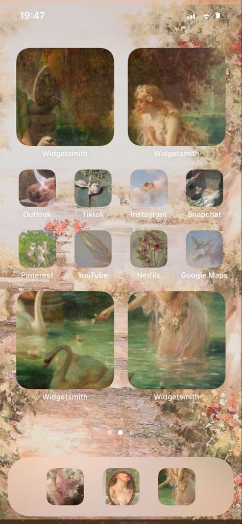 Ios14 homescreen fairy core renaissance aesthetic Fairy Core Phone Theme, Fairy Ios14 Homescreen, Tess Aesthetic, Homescreen Themes, Fairy Core Aesthetic, Ios14 Homescreen, Royal Wallpaper, Phone Customization, Nice Photos