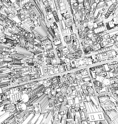 Futuristic city wireframe vector Street Top View, Top View Drawing, City Top View, View Drawing, Manga Drawing Tutorials, Poster City, Futuristic City, Poster Colour, Trends International