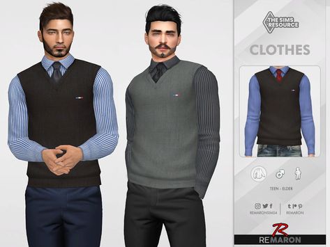 The Sims Resource - Formal Shirt with Vest for male Sim Shirt With Vest, Sims 4 Clothing Sets, Sims 4 Men Clothing, Sims 4 Male Clothes, Casual Attire For Women, Sims 4 Children, Sims 4 Expansions, Sims Four, Sims 4 Collections