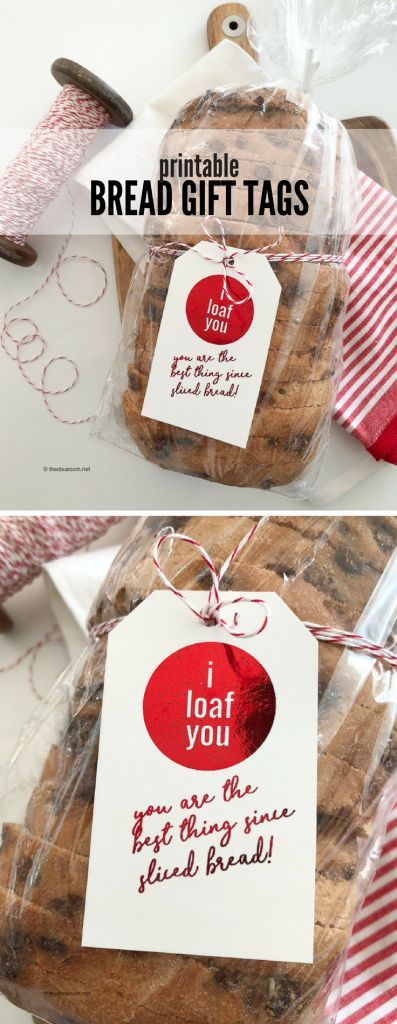 Printable | Printable Gift Tag | Gift Idea | Add this "I Loaf You" Gift Tag to your loaf of bread to give to your friends and neighbors during the holidays. Bread Gift Tags, Bread Christmas Gift, Bread Gift, Bread Christmas, Bread Gifts, Bake Sale Packaging, Bread Packaging, Christmas Neighbor, Baking Packaging