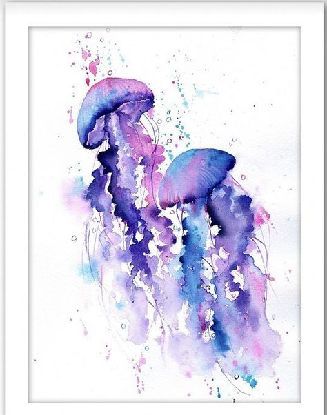 Watercolor Jellyfish, Jellyfish Painting, Advocate Art, Diy Watercolor, Watercolor Animals, Jellyfish, Art Sketchbook, Stretched Canvas Prints, High Quality Art Prints