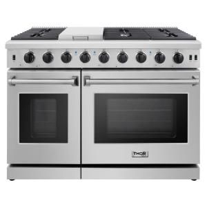 NXR Entree 48 in. 7.2 cu. ft. Professional Style Gas Range with Convection Oven in Stainless Steel-NK4811 - The Home Depot Double Oven Gas Range, Double Oven Gas, Double Oven Kitchen, Gas Range Double Oven, Dual Oven, Professional Appliances, Large Family Meals, Microwave Drawer, Counter Depth Refrigerator