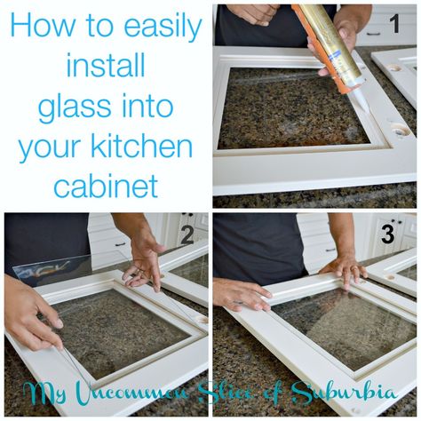 How to: install glass into your kitchen cabinet - Diy kitchen. Diy Glass Panel Cabinet Door, Refacing Cabinets, Diy Cabinet Refacing, Cabinet Diy, Cabinets Painted, Diy Kitchen Renovation, Kitchen Cabinets Makeover, New Kitchen Cabinets, Kitchen Cabinet Doors