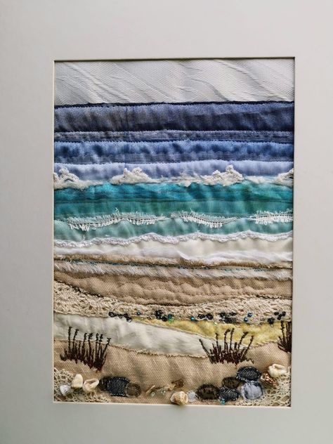 Art Fibres Textiles, Seascape Quilts, Seascape Artwork, Beach Quilt, Landscape Art Quilts, Applique Art, Landscape Quilt, Textile Art Embroidery, Textiles Artwork