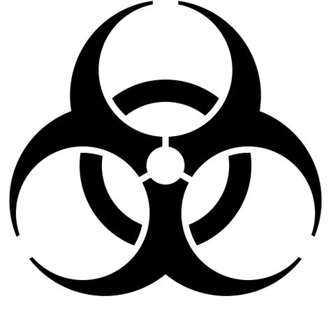 Biohazard symbol - notorious symbol developed by Dow Chemical in the 1960s to replace an array of impotent warning graphics previously in use. Obgyn Office, Biohazard Sign, Biological Hazard, Biological Warfare, Hazard Symbol, Biohazard Symbol, Bio Hazard, Hazard Sign, Zombie Walk