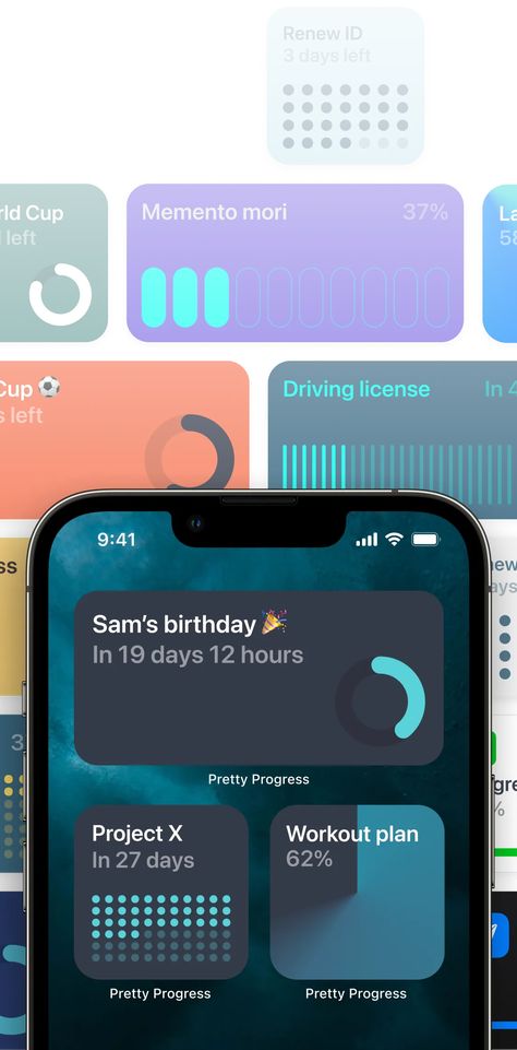 Pretty Progress - Countdown widgets on your iPhone Countdown App, Countdown Widget, Home Screen Lock Screen, Screen Lock, Widget Design, Progress Bar, Remind Yourself, 19 Days, Personal Goals