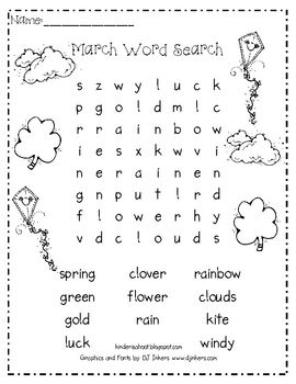 March Word Search, Spring Word Search, Spring Kindergarten, Valentines Day Words, March Activities, Class Activity, Kindergarten Language Arts, Spring Words, Daycare Activities