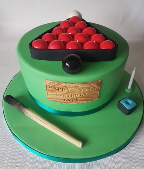 #cake #snooker #snookercake #snookercue #snookerchalk #30thbirthday #triangle #shinyballs #potluck Snooker Cake, 18th Cake, Snooker Cue, 21 Birthday, Cake Stuff, Novelty Cakes, Sugar Flowers, 21st Birthday, 30th Birthday