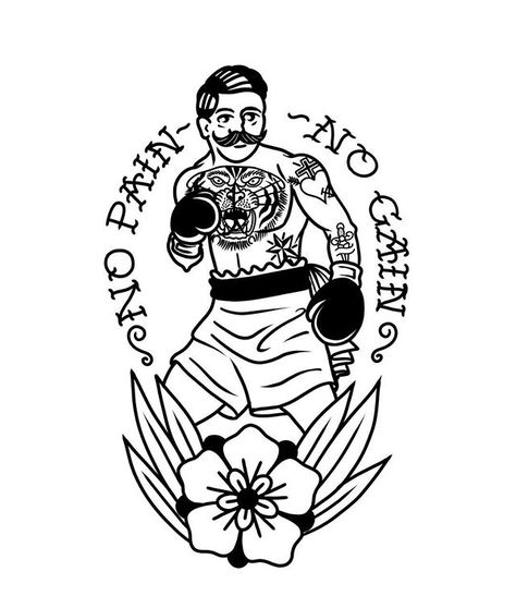 Traditional Boxer Tattoo, Boxing Tattoo, Flash Art Tattoos, Boxer Tattoo, Boxing Tattoos, Fighter Tattoo, Traditional Tattoo Old School, Tatoo Inspiration, Kunst Tattoos