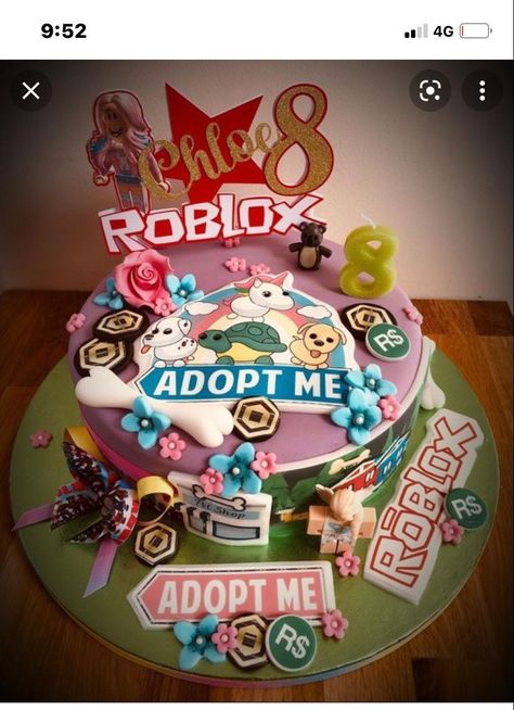 Adopt Me Birthday Cake, Adopt Me Birthday Party Ideas, Birthday Cake For Cat, Roblox Party, 8th Birthday Cake, Roblox Cake, Roblox Birthday, Cake Stuff, Adopt Me