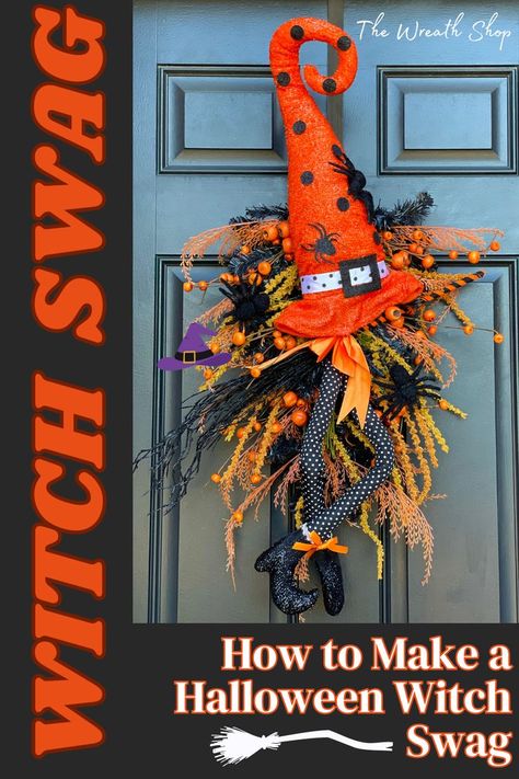 🧙‍♀️ DIY Halloween Witch Swag Tutorial 🎃 Looking to add a spooky yet charming touch to your Halloween decor? Check out our YouTube tutorial on creating a Halloween Witch Swag! This step-by-step guide will show you how to craft a stunning centerpiece that's perfect for your front door or mantel. 🔮 Don't forget to save this pin for later and follow The Wreath Shop for more DIY decor ideas and inspirations! Diy Halloween Witch, Halloween Swag, Halloween Witch Wreath, Witch Wreath, Witch Diy, Halloween Wreaths, How To Craft, Diy Decor Ideas, Diy Wreaths