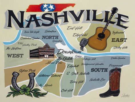 Nashville Tennessee Map Print | country Decor | | Vacation Travel Map | eBay Nashville Tennessee Map, Nashville Tennessee Aesthetic, Ideation Board, Old School Traditional, Tennessee Map, Music Row, Layered Salad, Sign Painting, Helicopter Ride