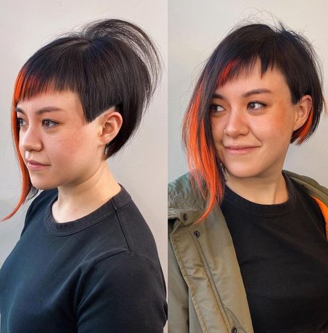 Asymmetrical Bob with Short Choppy Bangs Asymmetrical Bob Haircut, Asymmetrical Cut Hairstyles, Funky Bob, Asymetrical Haircut, Short Asymmetrical Hairstyles, Assymetrical Hair, Short Asymmetrical Haircut, Long Asymmetrical Bob, Asymmetrical Bob Short