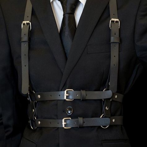 Harness Aesthetic, Leather Suspenders Men, Relatable Characters, Spy Outfit, Aesthetic Men, Suspenders Men, Leather Suspenders, Pop Style, Leather Harness