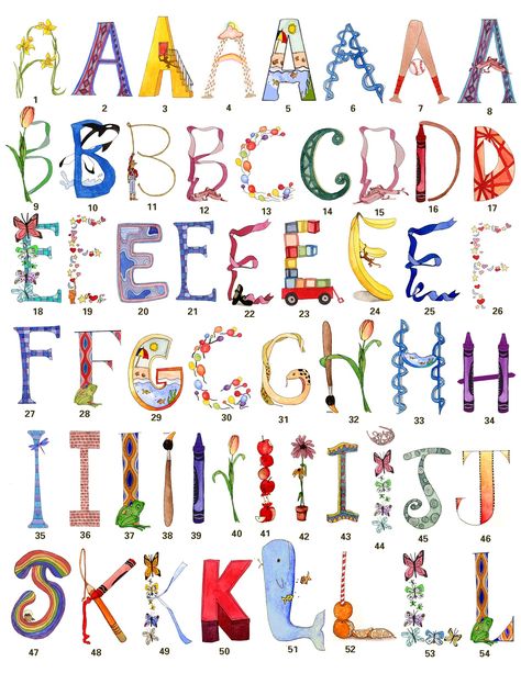 Whimsical lettering | Designyour own artwork with Alphabitty's whimsical alphabet! Name Art Projects, Name Design Art, Chinese Letters, Alphabet Art Print, Name Drawings, Name Paintings, Art Alphabet, 6th Grade Art, Chinese Writing