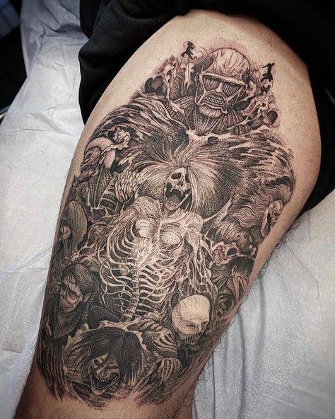 🏆#1 Gamer & Anime Tatts on Instagram: “Awesome Attack on Titan tattoo done by @visualamor To submit your work use the tag #gamerink And don't forget to share our page too!…” Tattoo Clock Design, Anime Flash Tattoo, Full Circle Tattoo, Tattoo Clock, Titan Tattoo, Bleach Tattoo, Viking Tattoo Symbol, Attack On Titan Tattoo, Levi Mikasa