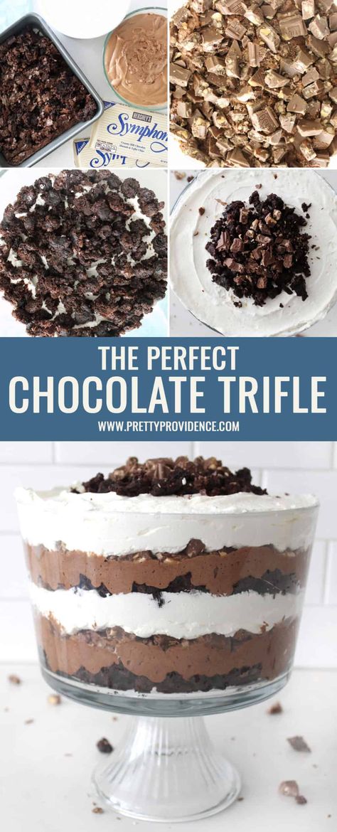 The Perfect Chocolate Trifle Mini Brownie Chocolate Mousse Trifles, Gluten Free Chocolate Trifle, Brownie Mousse Trifle, Chocolate Mousse Trifle Desserts, Chocolate Cake Trifle Desserts, Brownie Trifle Recipes, Easy Trifle Desserts, Chocolate Trifle Recipes, Gluten Free Trifle