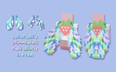 shimmering pixie wings elytra by sugrcube Minecraft Texture Pack Minecraft Elytra Texture, Elytra Design Minecraft, Fairycore Minecraft Seeds, Minecraft Elytra, Minecraft Fairy Skin, Kawaii Minecraft Texture Pack, Minecraft Cottagecore Texture Pack, Pink Minecraft Texture Pack, Minecraft Resource Packs