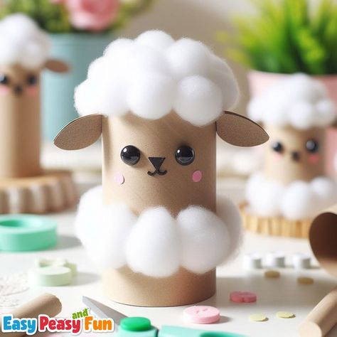 Toilet Paper Roll Sheep - Easy Peasy and Fun Toilet Paper Roll Projects, Diy With Toilet Paper Rolls, Painting With Toilet Paper Rolls, Toilet Paper Roll Crafts For Kids, Kids Crafts Toilet Paper Rolls, Crafts With Toilet Paper Rolls, Tube Crafts, Spring Arts And Crafts, Lion Craft