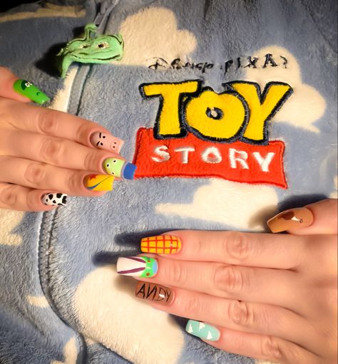 Buzz Light Year Nails, Pixar Nail Art, Buzz Lightyear Nails, Hype Nails, Peachy Nails, Toy Story Nails, Toy Story Andy, Girly Nails, Disney Lifestyle