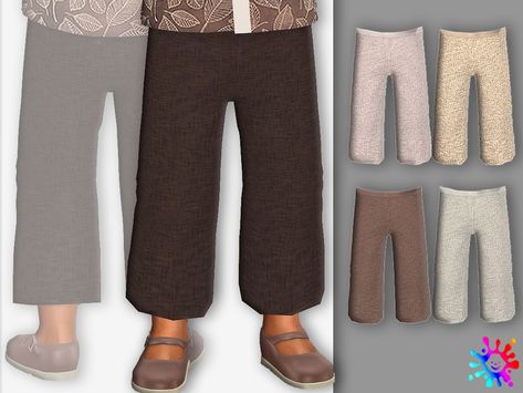 Natural Linen Pants, Toddler Pants, Sims 4 Toddler, Sims 4 Cc, Linen Pants, Natural Linen, Toddler Outfits, Cropped Pants, Sims 4