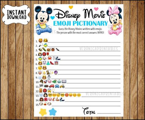 Emoji Pictionary Baby Shower Game, Disney Party Games, Dojo Ideas, Pool Party Games, Emoji Quiz, Mickey Mouse Baby Shower, Disneyland Princess, Disney Princess Babies, Class Dojo