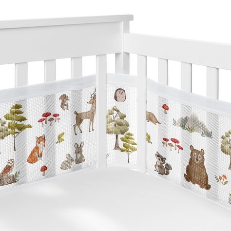 Watercolor Woodland Forest Animals Introducing the Sweet Jojo Designs + BreathableBaby Mesh Crib Liner to help prevent baby’s arms and legs from getting caught in between slats to enjoy a safe and secure sleep. Sweet Jojo Designs has teamed up with BreathableBaby to incorporate their patented technology with our most popular designs. Unlike bumper pads, this non-padded mesh crib liner is made with a single layer of breathable mesh, ensuring unrestricted airflow for your bundle of joy, and it kee Neutral Crib Bedding Sets, Gender Neutral Crib Bedding, Woodland Forest Animals, Crib Liners, Neutral Crib, Watercolor Woodland, Whimsical Nursery, Toddler Beds, Sweet Jojo Designs