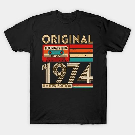 Vintage 50th Birthday 1974 - 1974 Birthday - T-Shirt | TeePublic 1974 Birthday, Birthday Designs, Birthday Design, Vintage Vibes, 50th Birthday, Birthday, T Shirt, Design