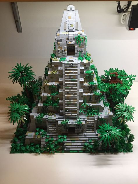 Maya temple | Tamás Soltész | Flickr Lego Ruins Moc, Lego Pyramid, Lego Temple, Lego Terrain, Maya Pyramid, Maya Temple, Mayan Temple, Lego Avengers, Lego Sculptures